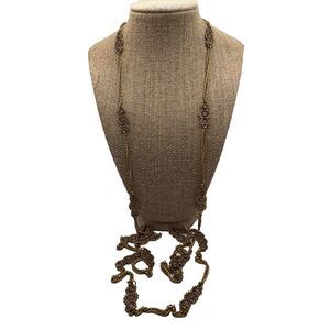 Accessocraft N.Y.C. Necklace Ornate Filigree Central Floral Motif. Gold Tone